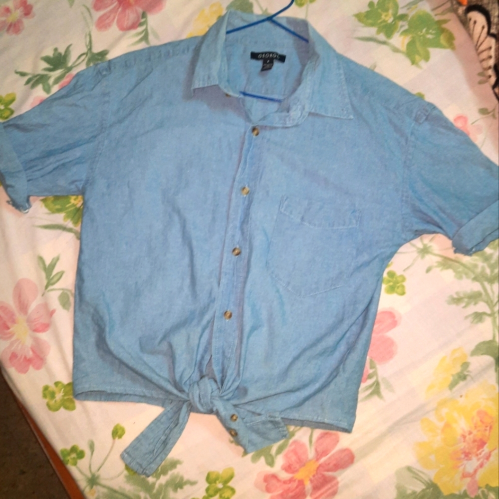 🌞Denim crop shirt - Picture 4 of 6